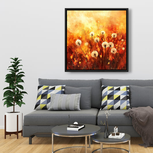 Dandelion fire - 36"x36" Framed canvas