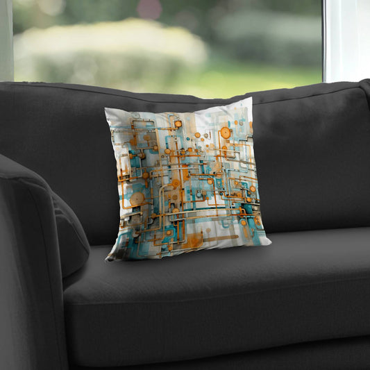 Like clockwork Turquoise Poly Twill Throw Pillow - Home Decor