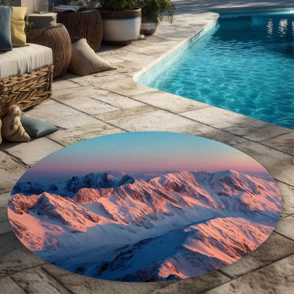 Sunny Peaks Blue Round Outdoor Area Rug for Home Decor