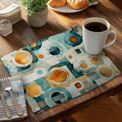 Decomposed Porthole - Turquoise Braided Polyester Placemat