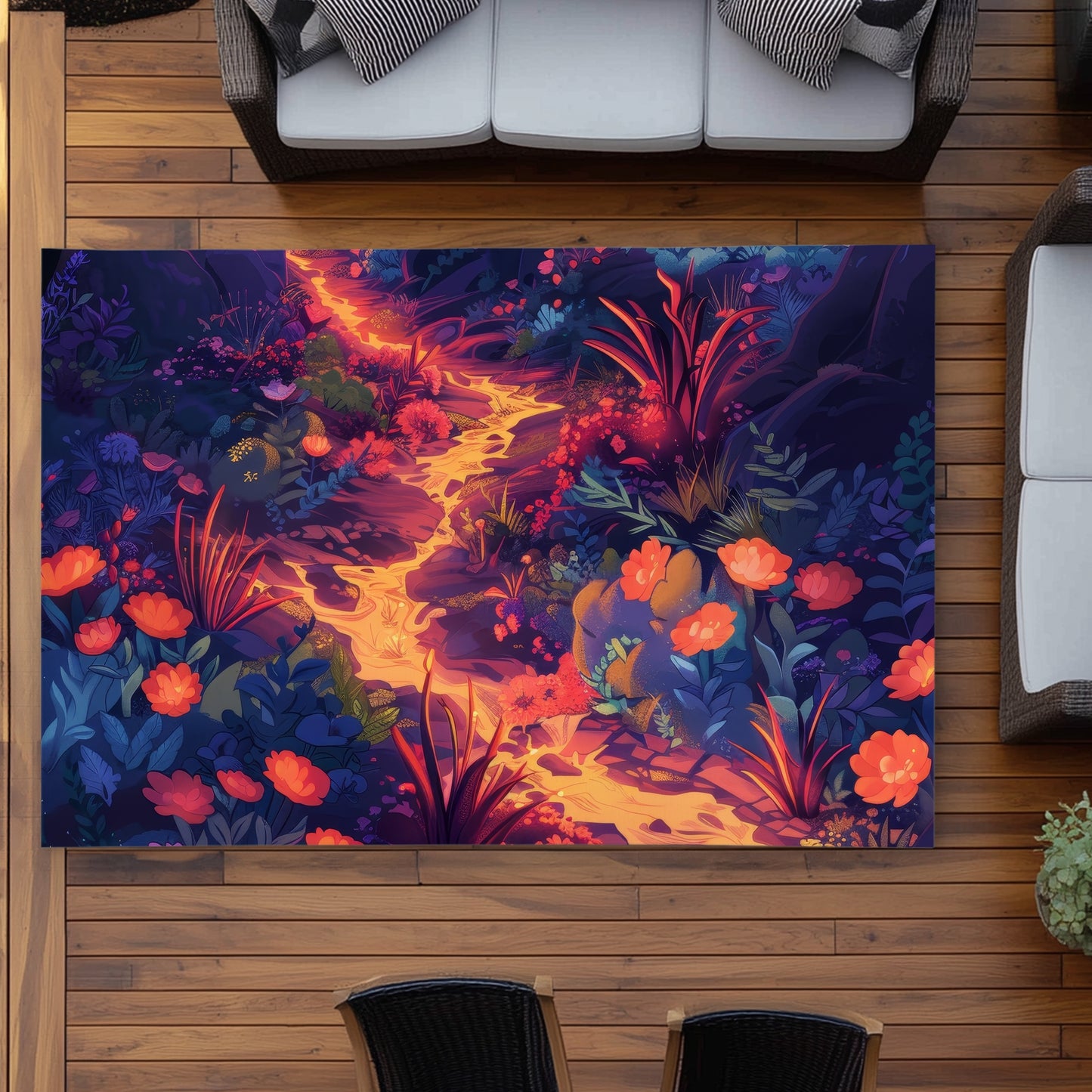 Tapis d'extérieur Fleurs en feu - Accessoire de décoration élégant pour la maison