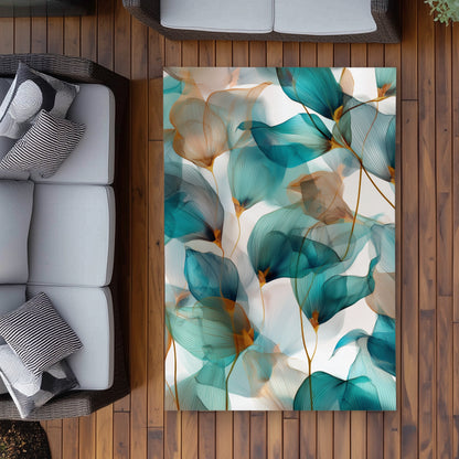 Teal and Brown Turquoise Outdoor Area Rug for Home Decor