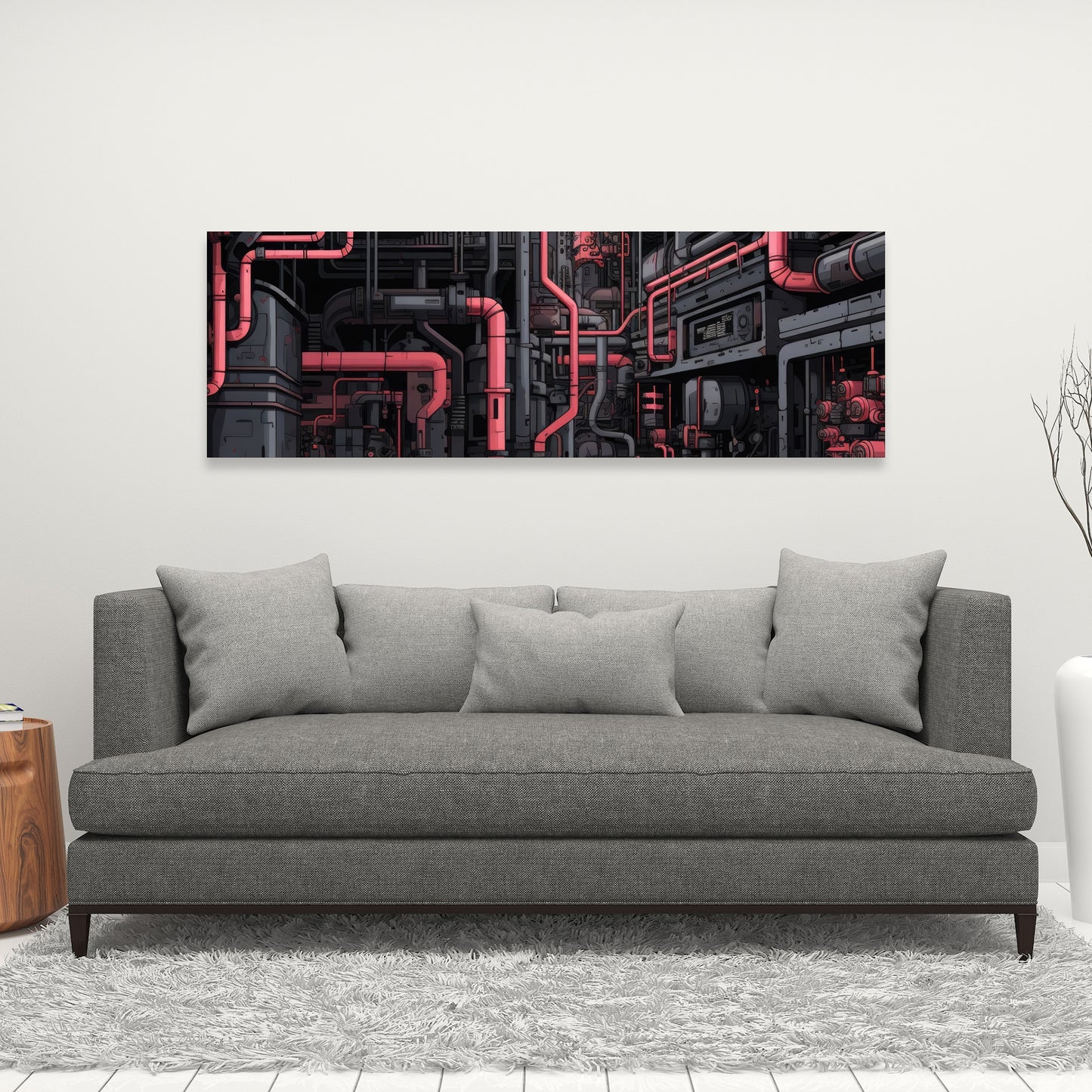 Tubular Nightmare - Gray Canvas Art for Home Decor