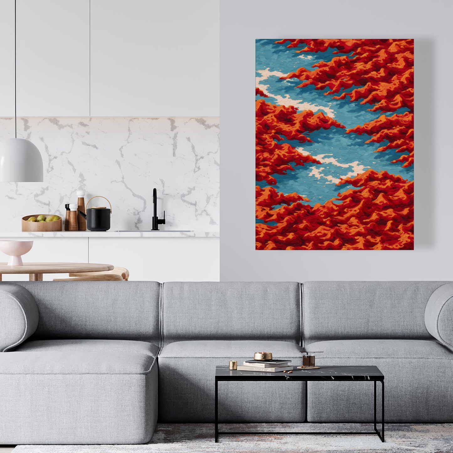 Red Mounds - White Canvas Home Decor for Stylish Interiors