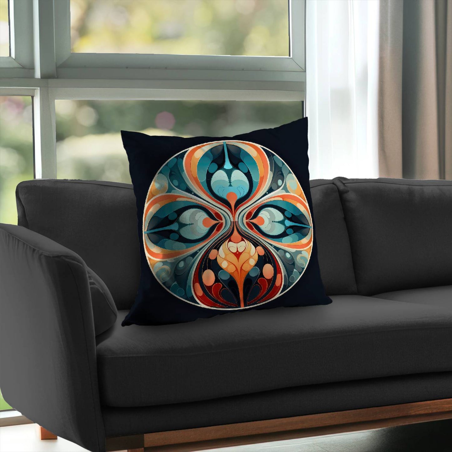 Hues and curves - Throw pillow - Print on demand