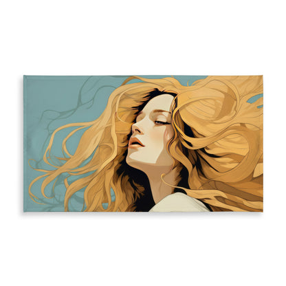 Flowing Hair Blue Indoor Outdoor Tablecloth for Home Decor