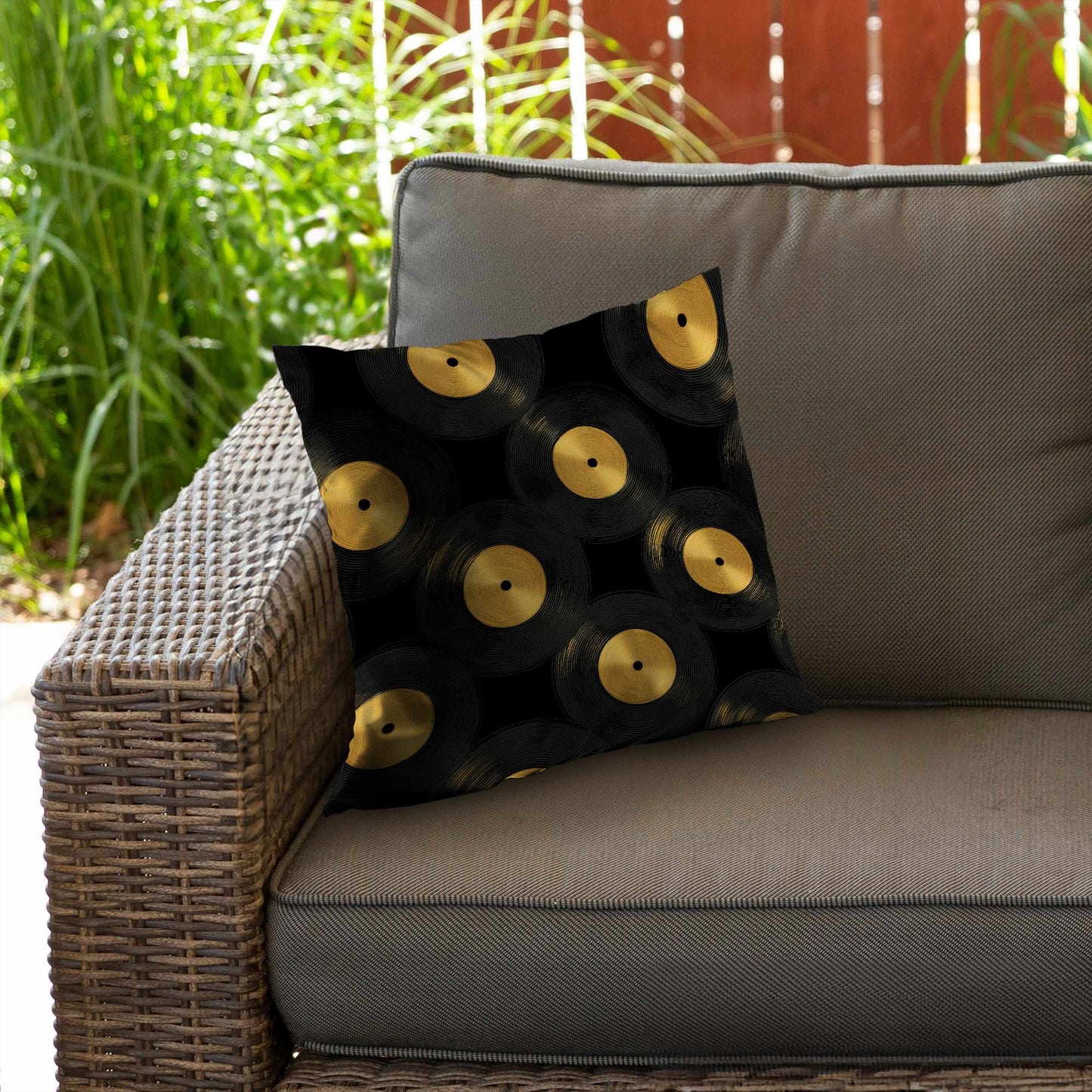 Golden Groove Circles Poly Twill Throw Pillow | Home Decor
