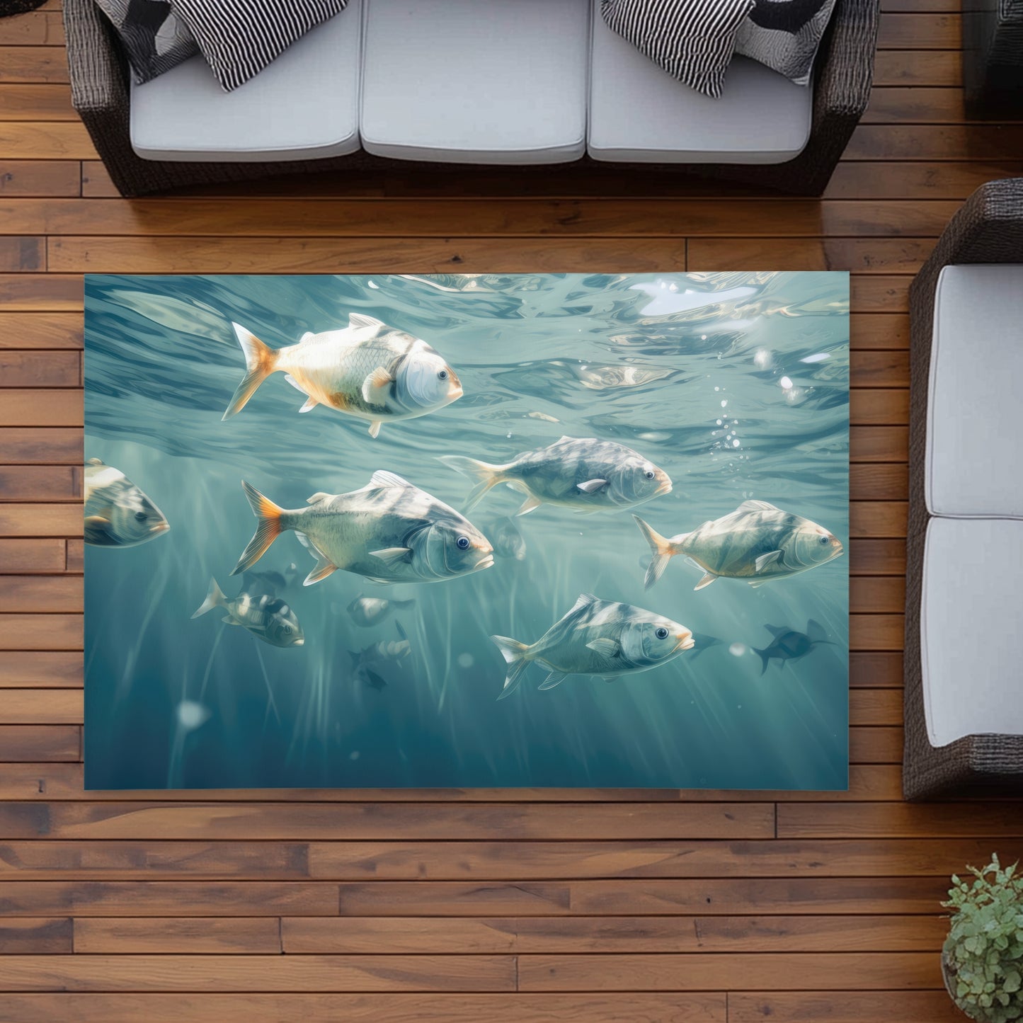 Swimming Peacefully Blue Outdoor Area Rug | Home Decor