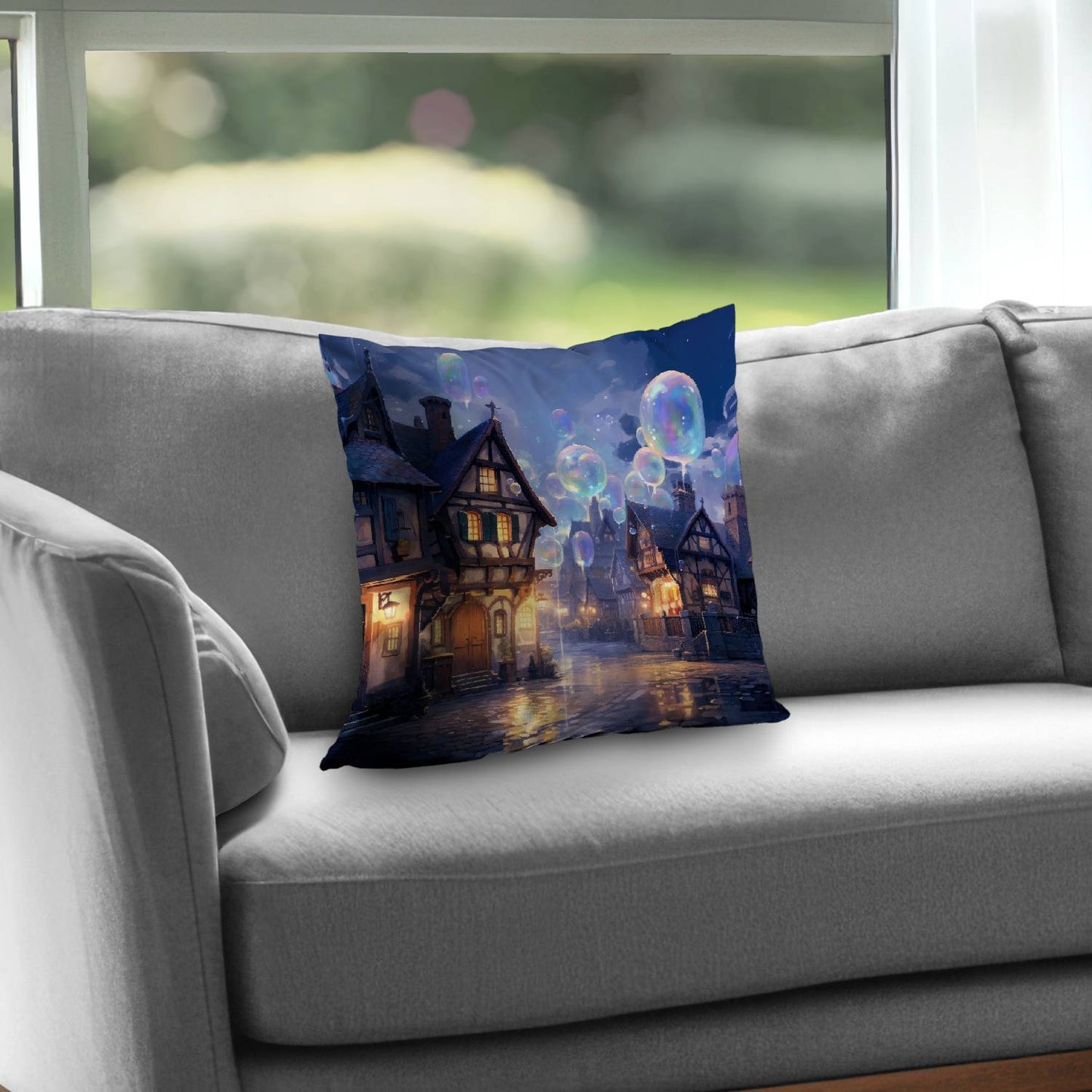 Coussin décoratif en sergé de polyester Bloopy Town - Décoration d'intérieur élégante