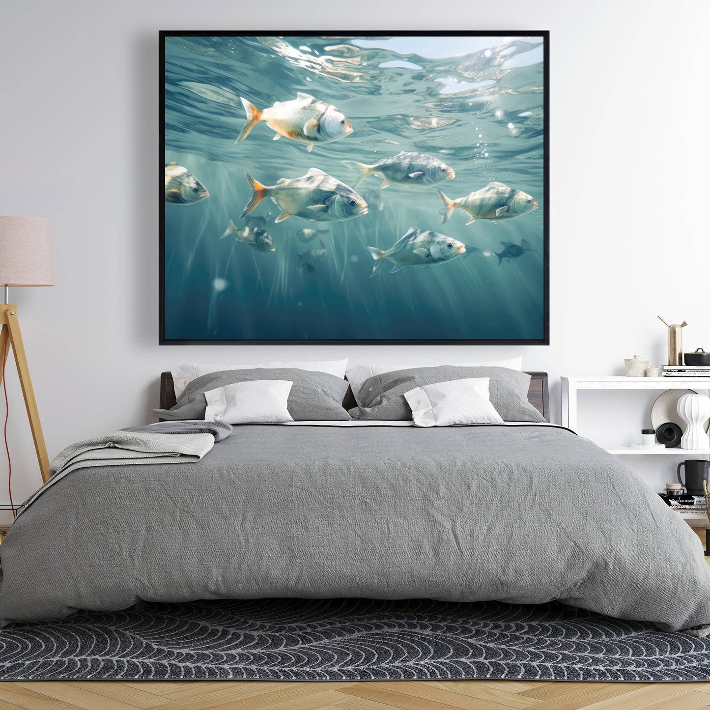 Swimming peacefully - 36"x36" Framed canvas