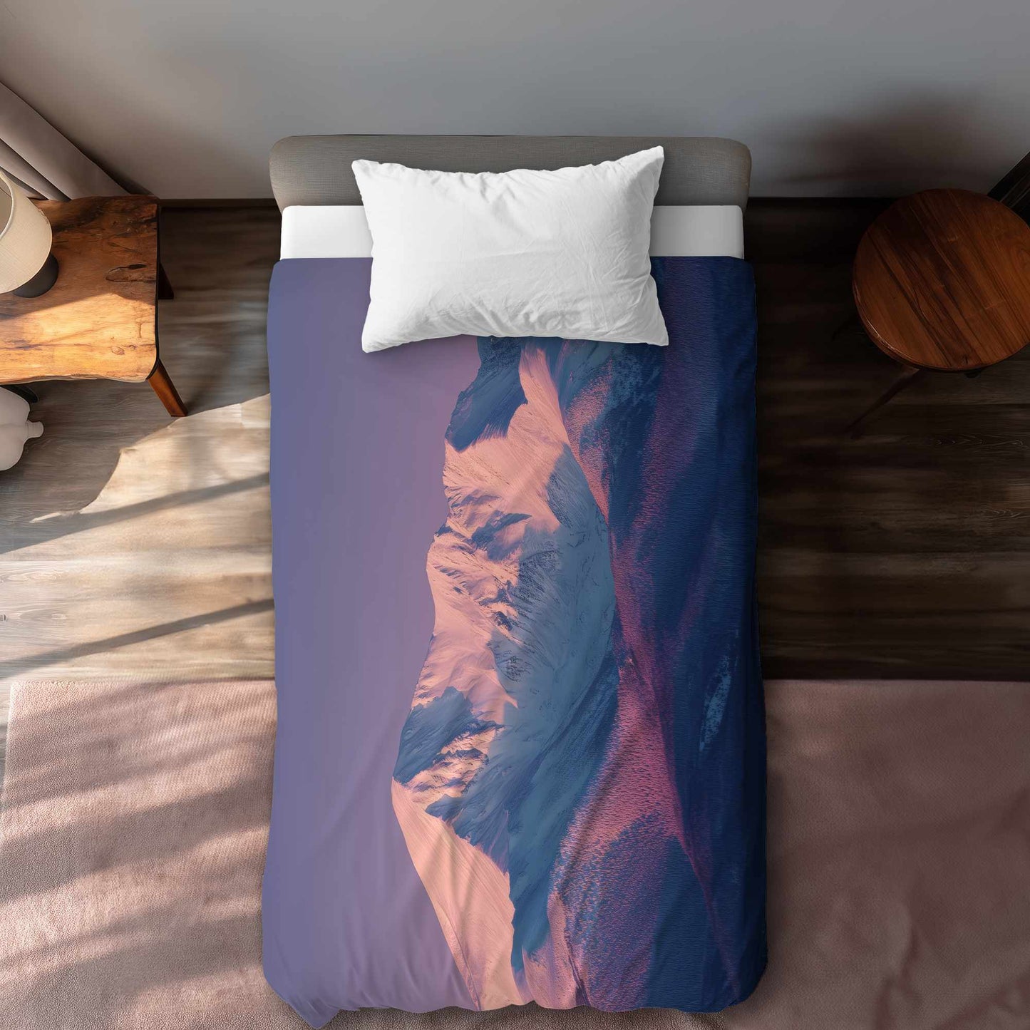 Housse de couette bleu neige montante - Accessoire de décoration élégant pour la maison