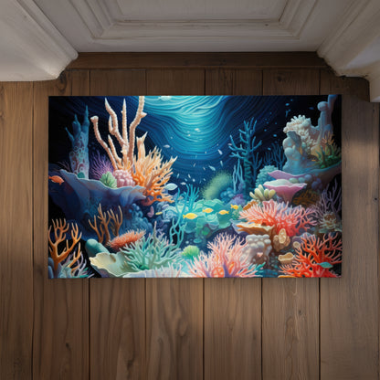 The Reef Turquoise Indoor Outdoor Door Mat - Home Decor