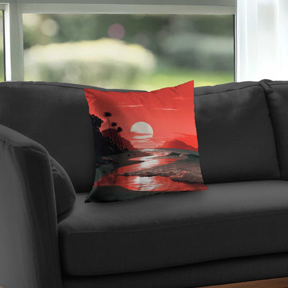 Blood Sun Poly Twill Throw Pillow - Stylish Home Decor