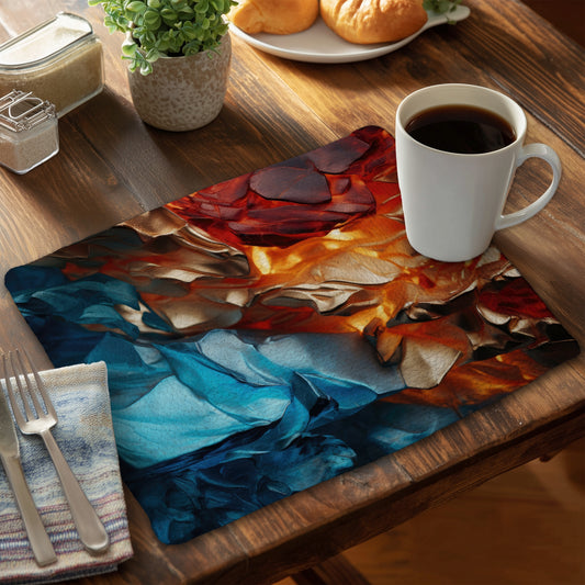 Mineral Contrast - Red Braided Polyester Placemat for Home Decor