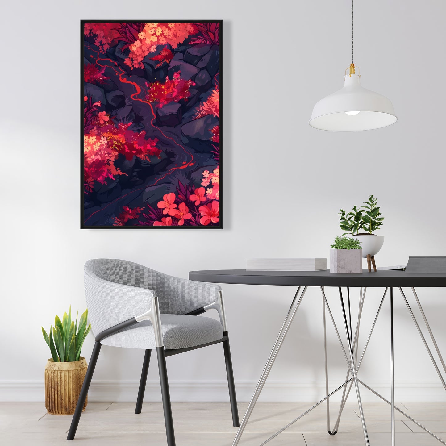Burning plants - 36"x36" Framed canvas