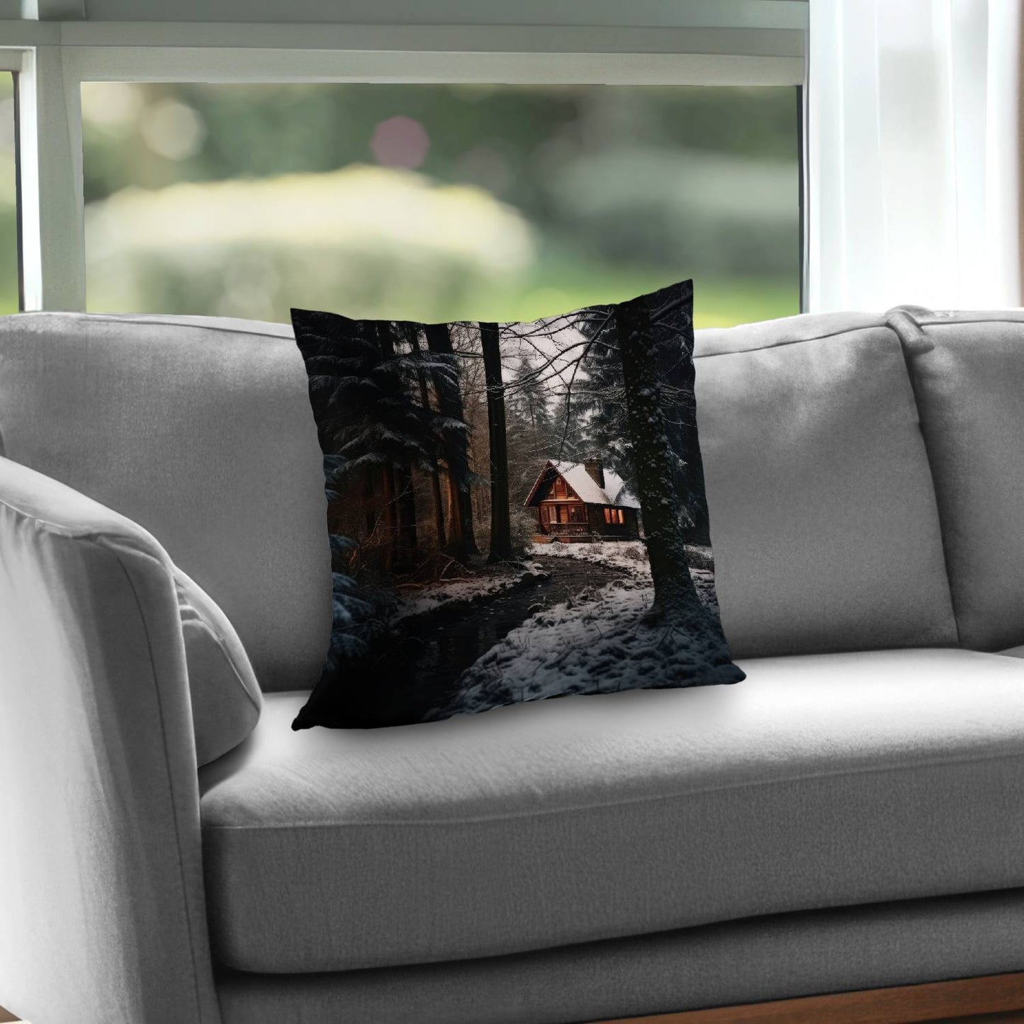 Coussin décoratif en sergé de polyester « Au bord de la rivière » | Décoration d'intérieur élégante