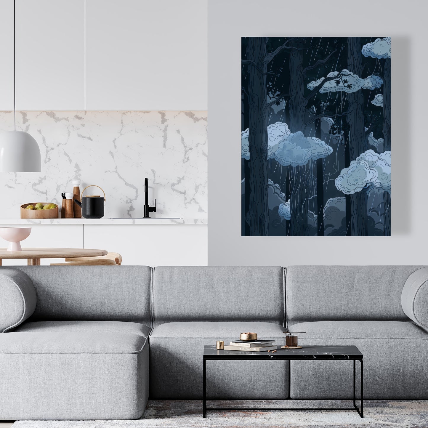 Sneeky Clouds - Gray Canvas for Stylish Home Decor