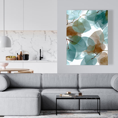 Translucent Leaves - Turquoise Canvas for Home Decor