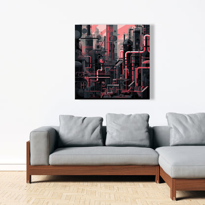 Industrial Empire - Red Canvas Art for Home Decor