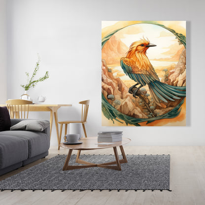 Perched bird - 32"x32" Canvas