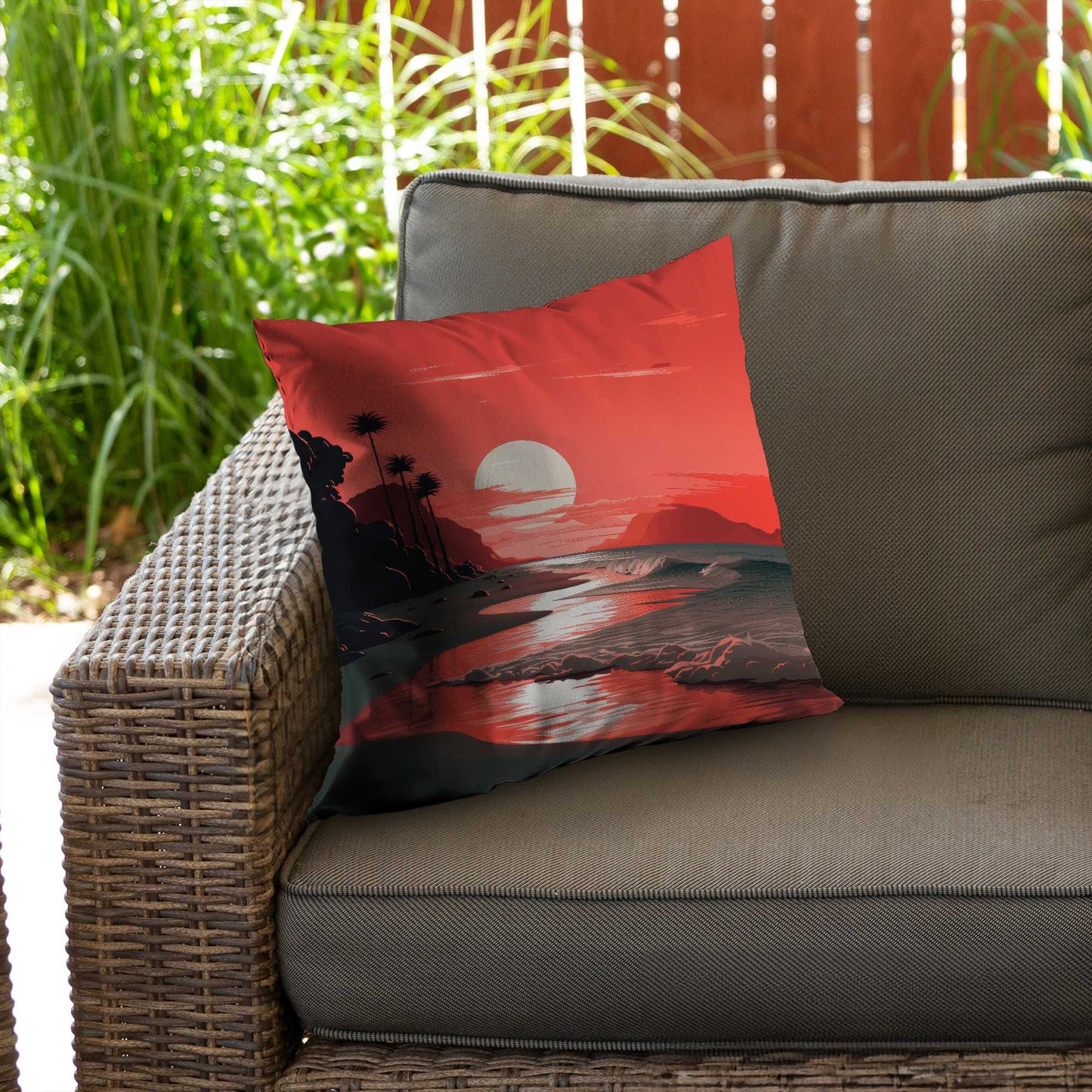 Blood Sun Poly Twill Throw Pillow - Stylish Home Decor