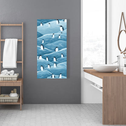 Penguins Wandering - Black Canvas Art for Home Decor