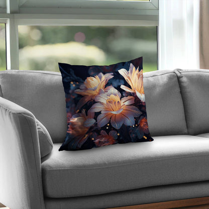 Pixie Flowers White Poly Twill Throw Pillow - Home Decor Insert