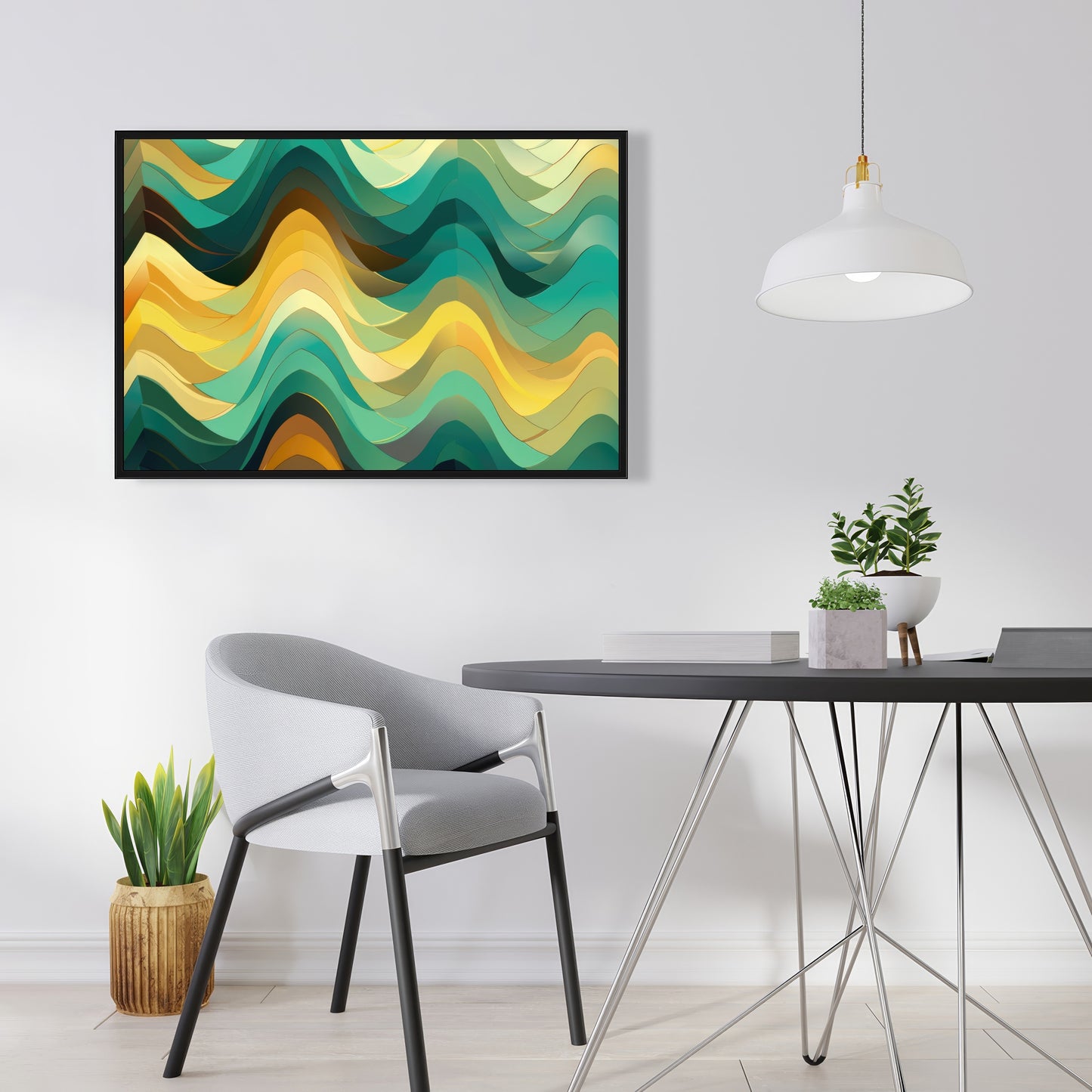 Jagged Luxury - Yellow Framed Canvas for Home Decor