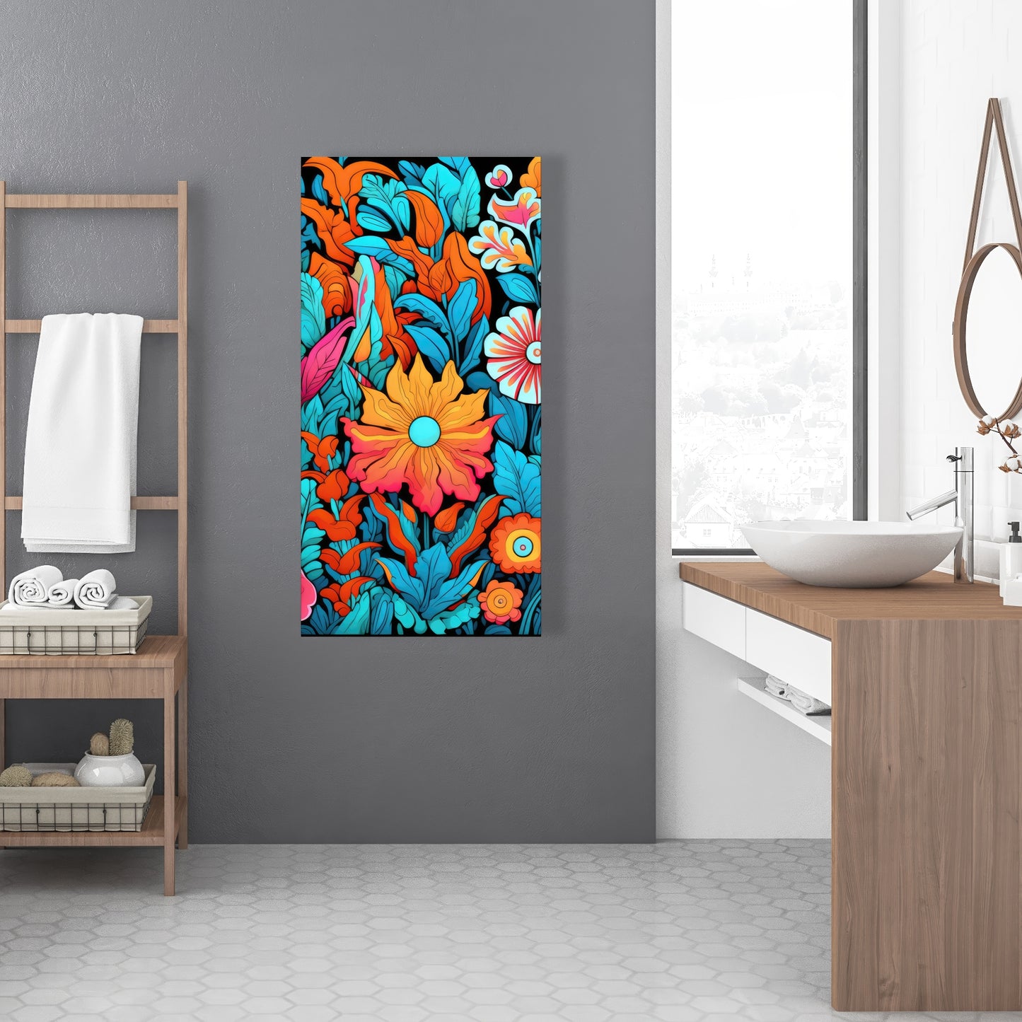 Floral Hues - Orange Canvas Art for Home Decor | Vibrant Design
