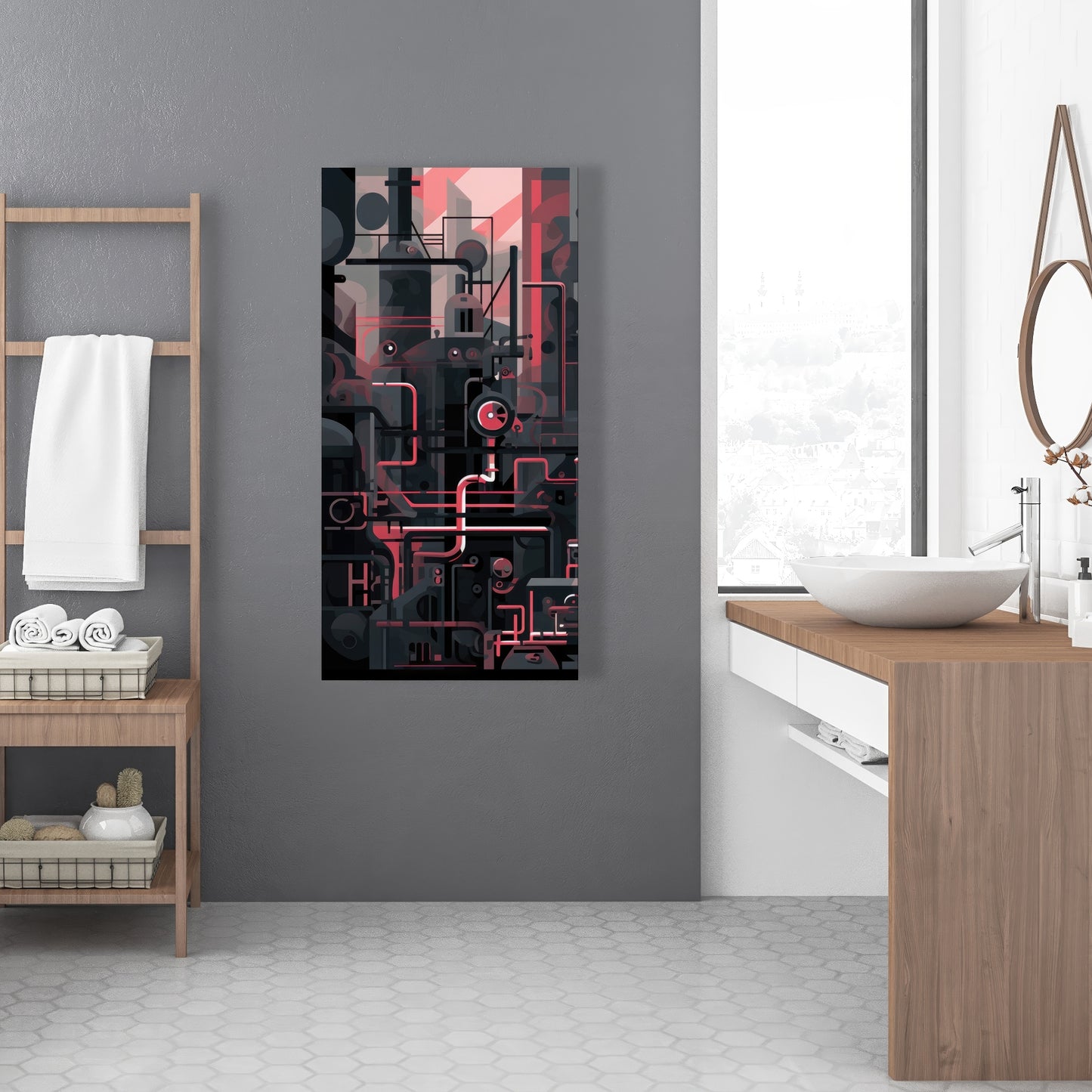 Industrial Empire - Red Canvas Art for Home Decor