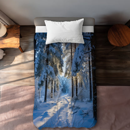 Housse de couette Chemin Enneigé | Parure de lit douillette pour l'hiver