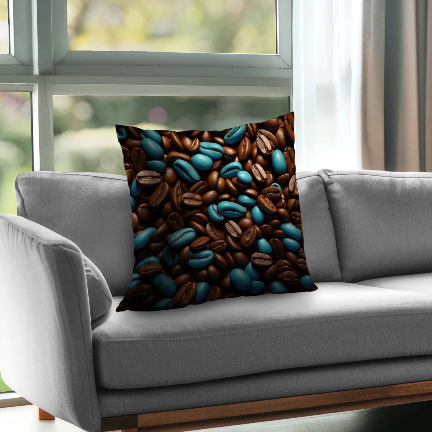 Blue beans - Throw pillow - Print on demand