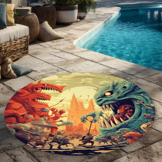 Colossi Brown 5' Round Outdoor Area Rug | Home Decor