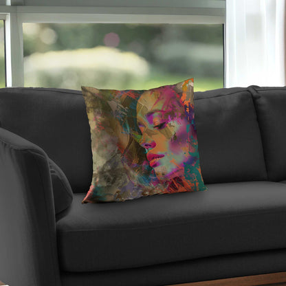 Grunge Look Poly Twill Throw Pillow - Stylish Home Decor