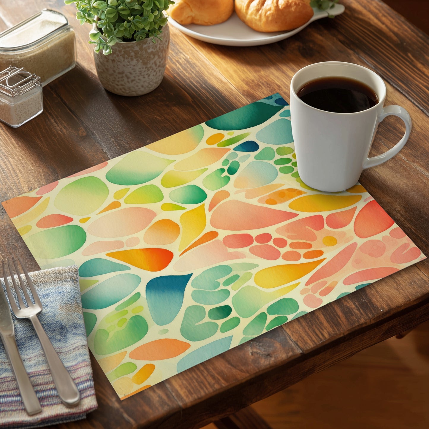 Organic Fruits Green Polyester Placemat | Home Decor Essentials