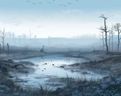 Swampy Lands - White Polyester Placemat for Home Decor