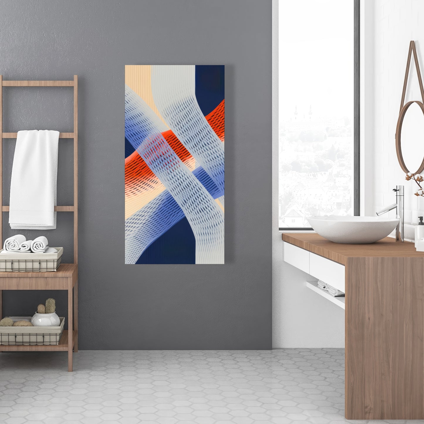 Abstract Threading - White Canvas Home Decor Art Piece
