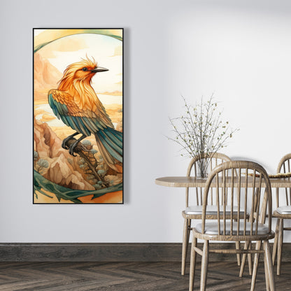 Perched bird - 36"x36" Framed canvas