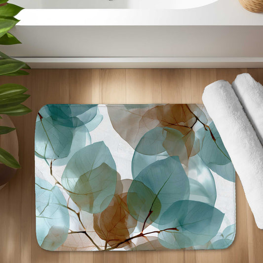 Translucent Leaves Bath Mat - Stylish White Home Decor