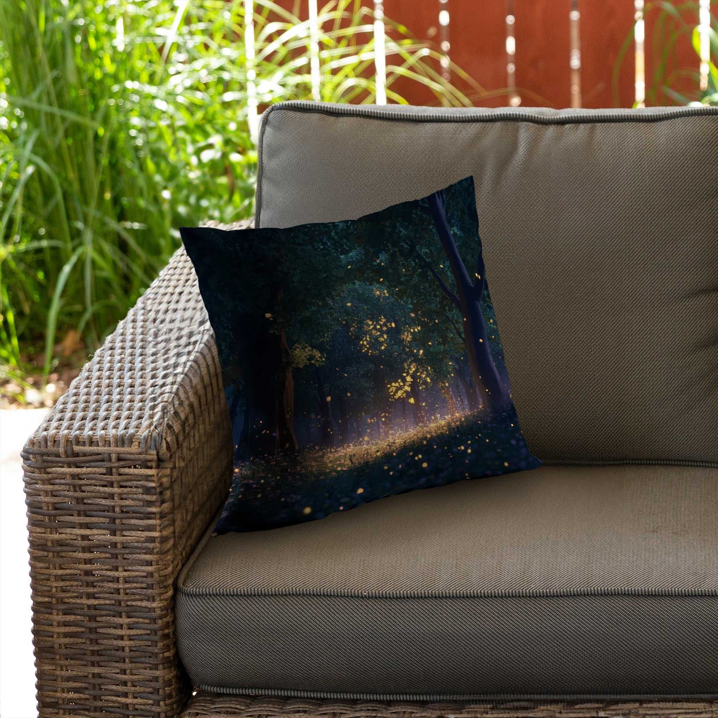 Glowing Leaves Poly Twill Throw Pillow | Home Decor Accent