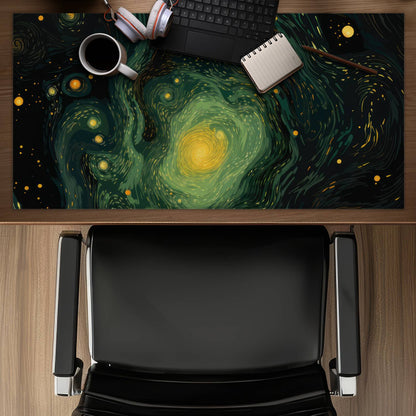 Illuminated in Space - Green Gaming Mat for Home Decor