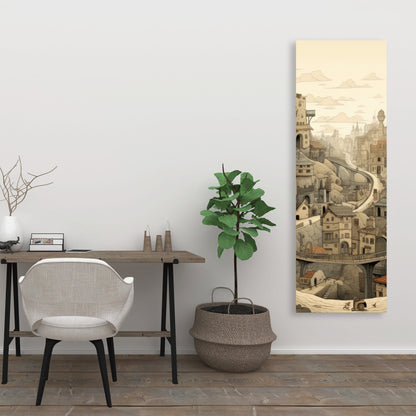 Intricate Town Hall - Beige Canvas for Elegant Home Decor