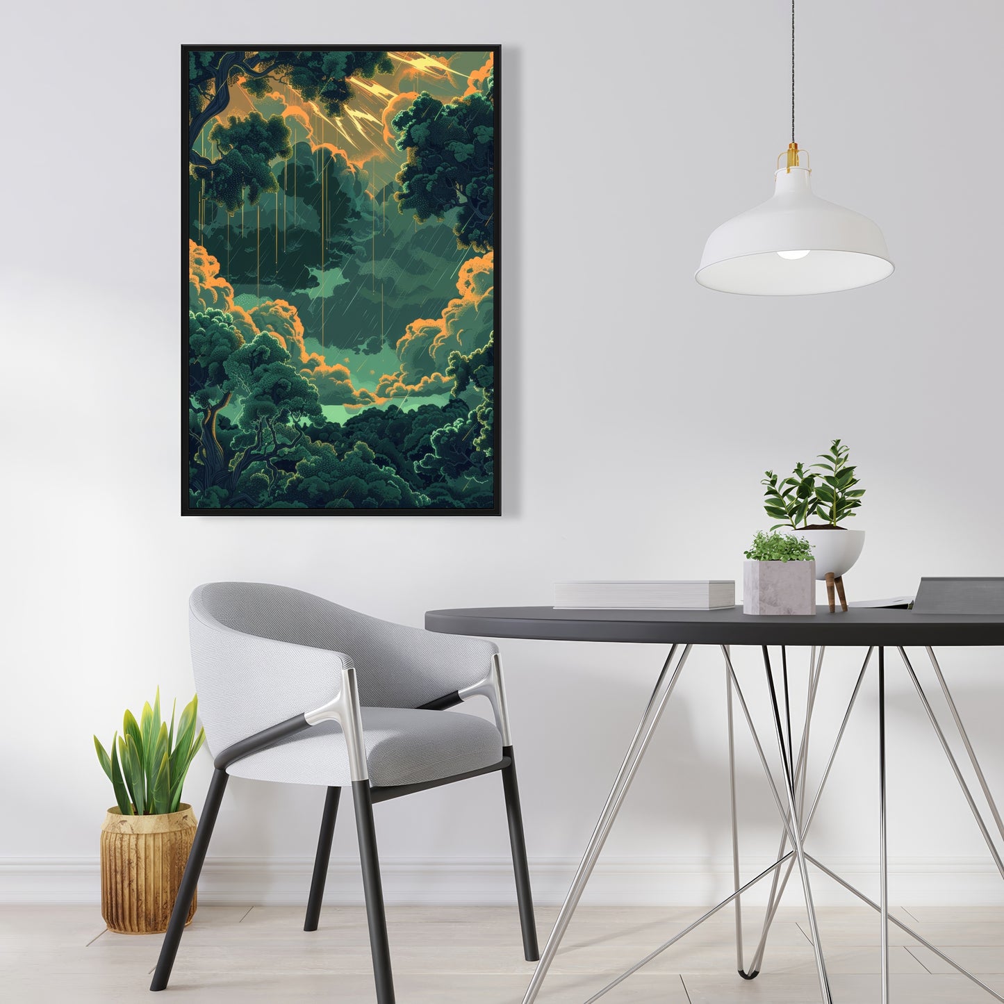 Drops - Yellow Framed Canvas Art for Stylish Home Decor
