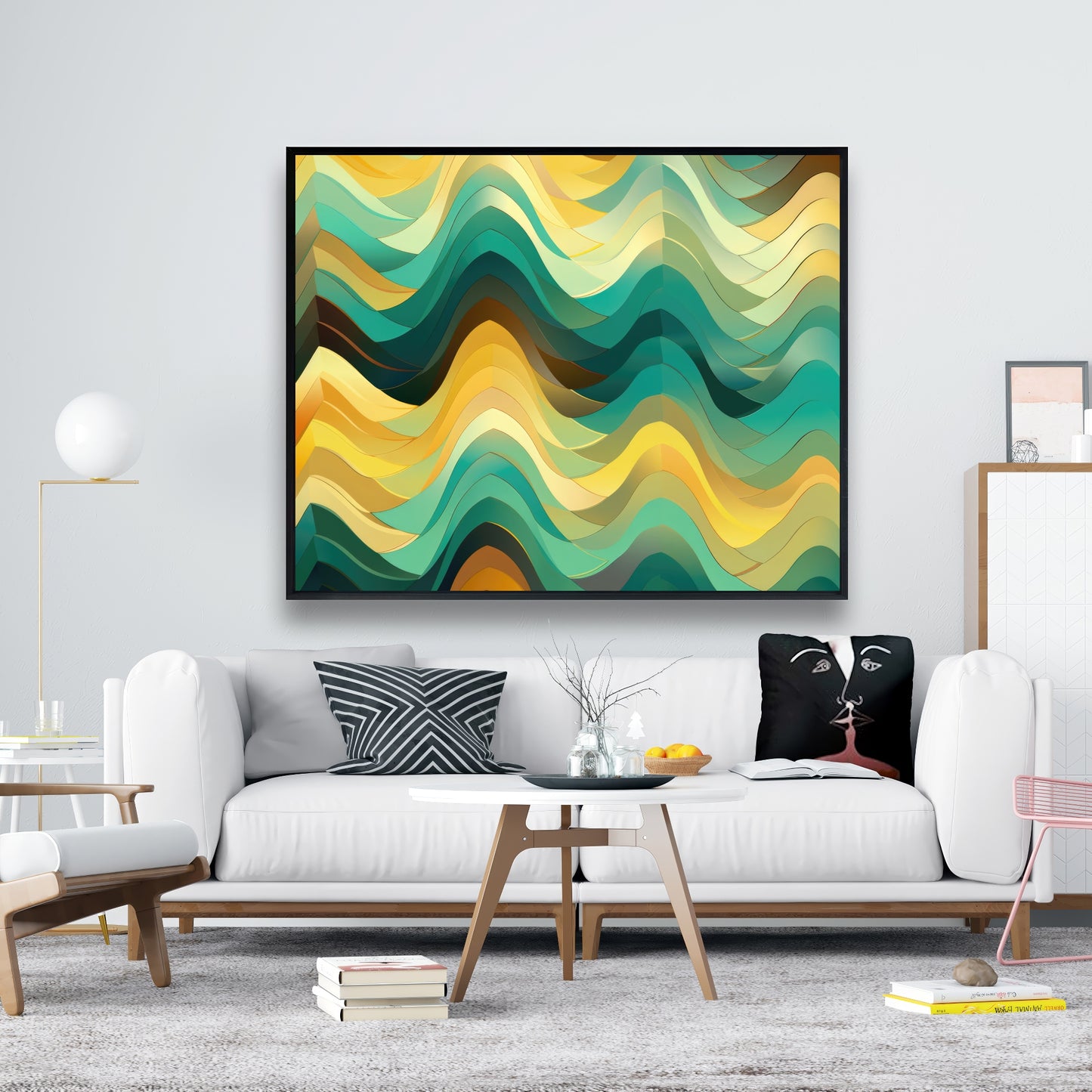 Jagged Luxury - Yellow Framed Canvas for Home Decor
