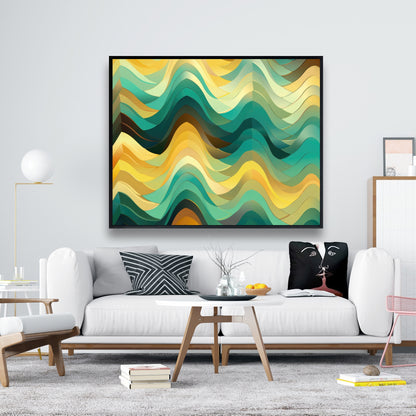 Jagged Luxury - Yellow Framed Canvas for Home Decor
