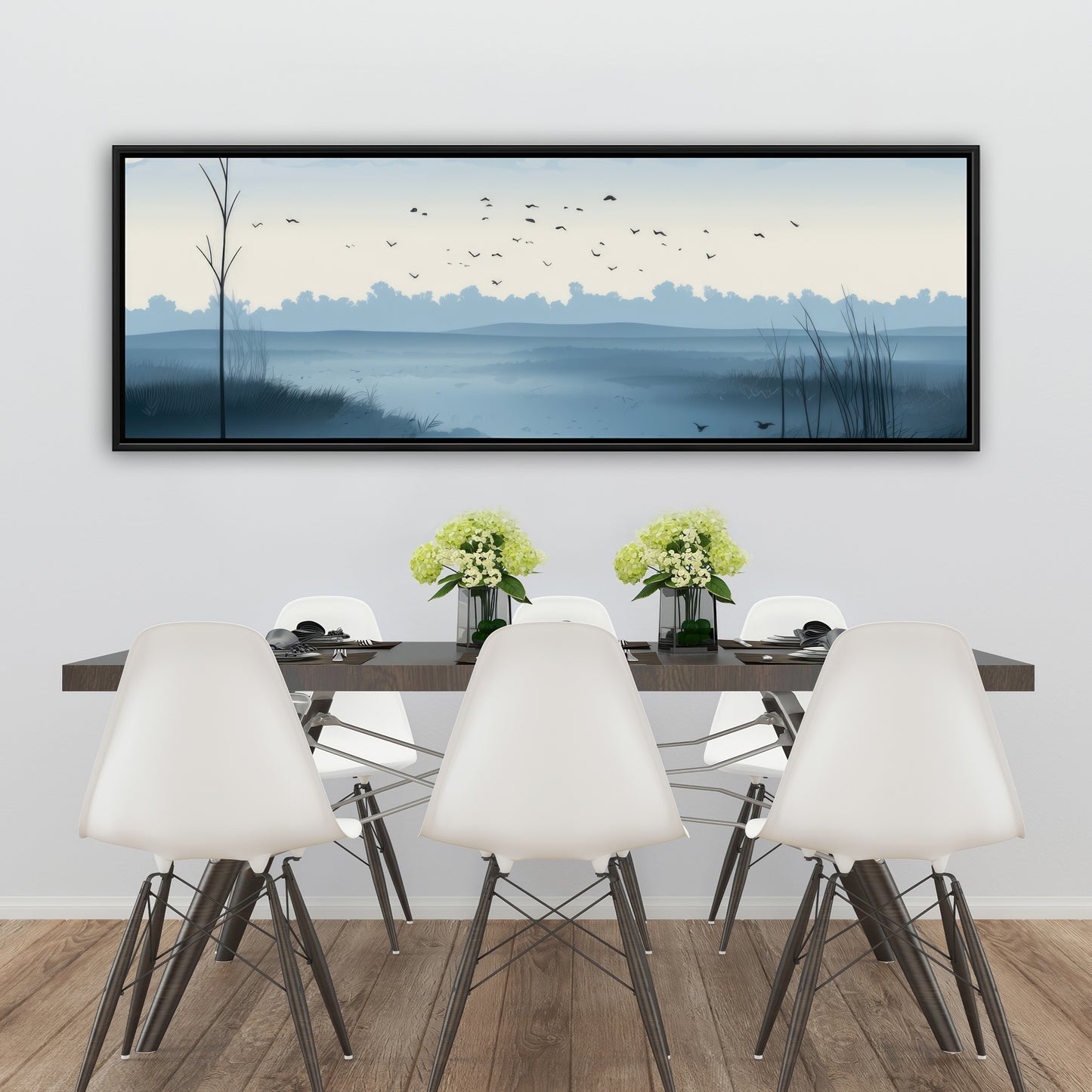 Evening Marsh - Gray Framed Canvas Art for Home Decor