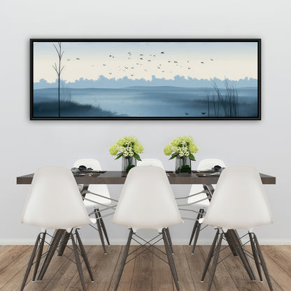 Evening Marsh - Gray Framed Canvas Art for Home Decor