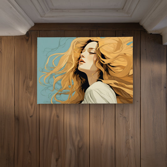Flowing Hair Beige Indoor Outdoor Door Mat | Home Decor