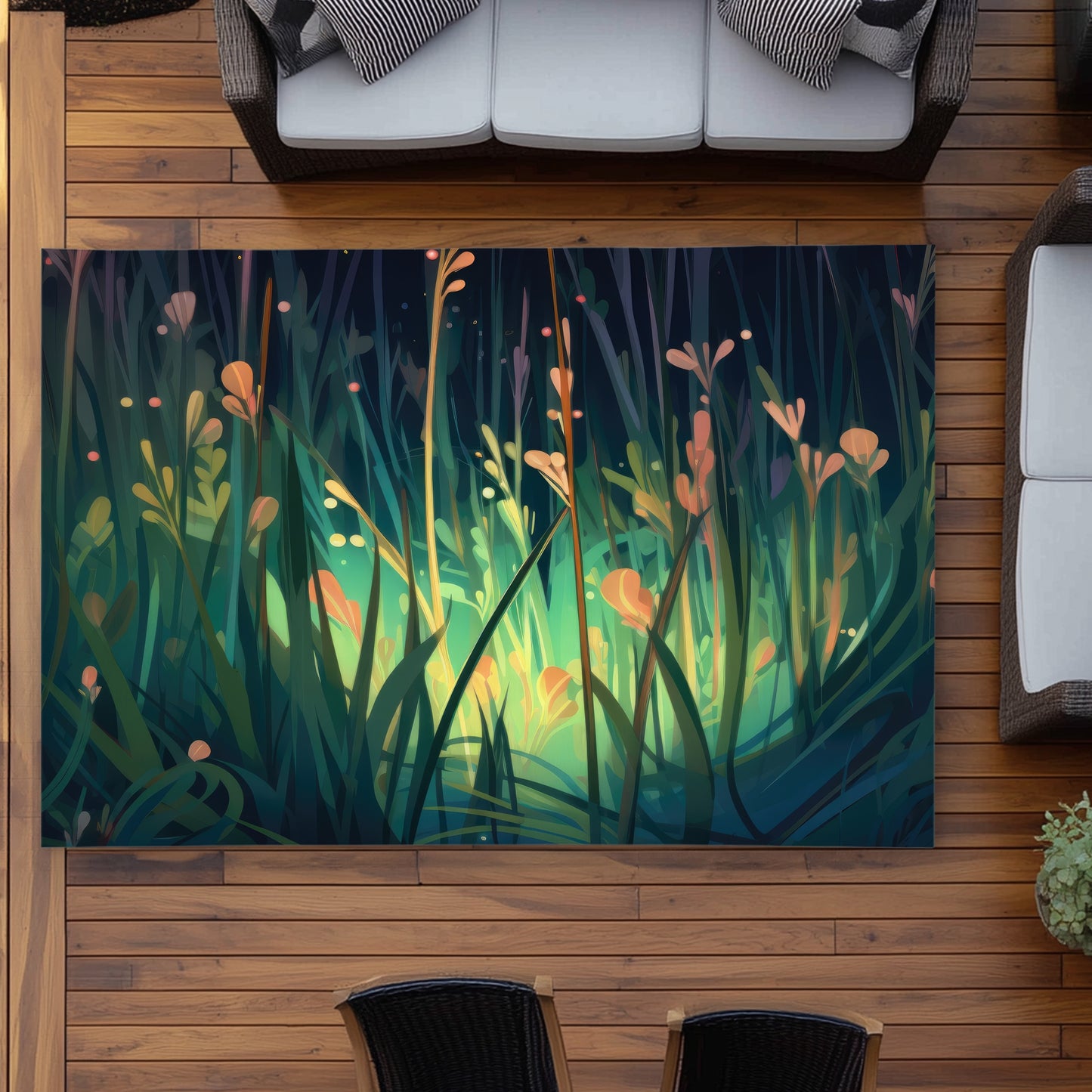 Between Twigs Turquoise Outdoor Area Rug for Home Decor