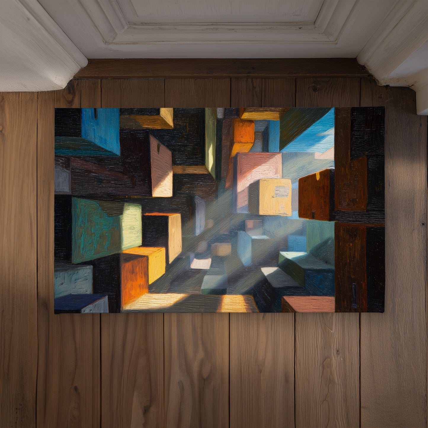 Boxed up Yellow Indoor Outdoor Door Mat - Decor Essential